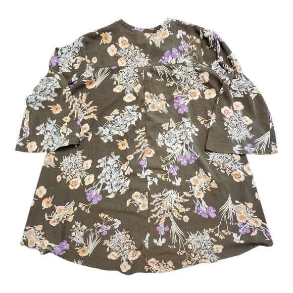 Umgee USA Floral Print Tunic Top‎ Blouse Women's Medium Bell Sleeve Cottage - Picture 1 of 7